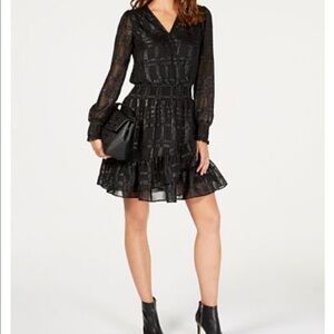 MICHAEL-MICHAEL KORS Metallic Black Mini Dress Petite Large